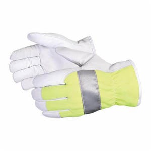 Superior Glove® 378GHVTLXL Endura® High Visibility General Purpose Gloves, Driver, XL, Gunn Cut Style, Grain Goatskin Leather Palm
