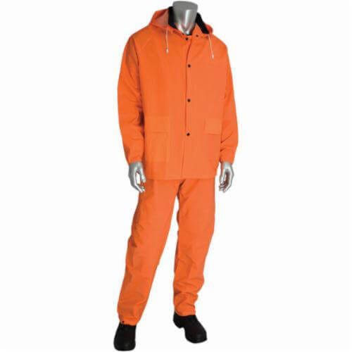 PIP® 201-360 Base35™ 3 pc Premium Rain Suit, Polyester/PVC, 0.35 mm Thickness, Hi-Viz Orange