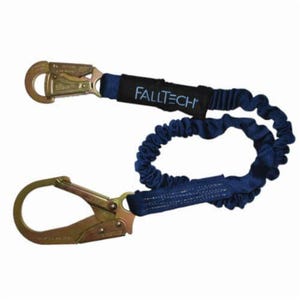 FallTech® 82403 ElasTech® Shock Absorbing Lanyard, 310 lb Load, 6 ft L, Polyester Line, 1 Legs, Rebar Hook Anchorage Connection