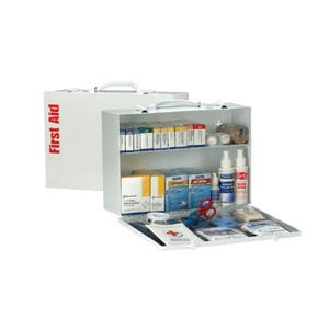 First Aid Only® 90572 Portable First Aid Cabinet, Wall Mount, 347 Components, Steel Case, 4.63 in H x 10-1/2 in W