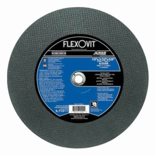 FlexOvit® High Performance™ F3579 Long Life Cut-Off Wheel, 10 in dia x 3/32 in Thick, 5/8 in Center Hole, 30 Grit, Aluminum Oxide Abrasive