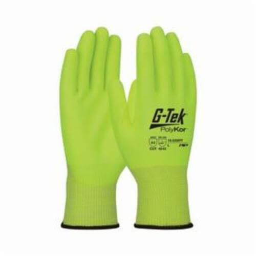G-Tek® 16-520HY/M Unisex Cut-Resistant Gloves, M, Polyurethane Coating, PolyKor™ Fiber, Elastic/Knit Wrist Cuff