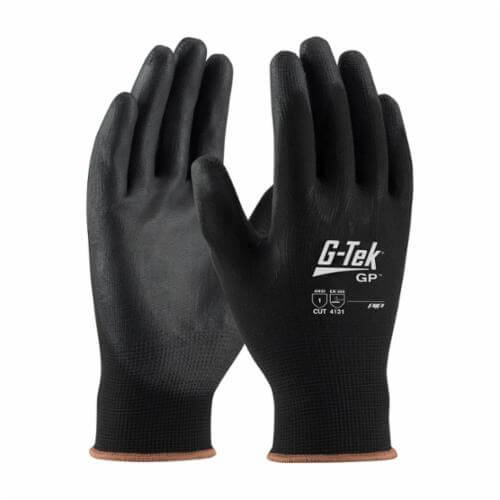 G-Tek® 33-B125 GP™ Protective Glove, General Purpose, Polyurethane Palm, Abrasion/Cut/Puncture/Tear, 10 in Length, Gray