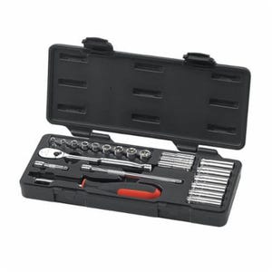GearWrench® 80327 Socket Set, Metric, 22 pc, 6/12 Points, Included Socket Size: 6 to 14 mm, 1/4 in Drive, Blow Mold Case