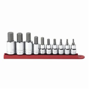 Gearwrench® 80579 Bit Socket Set, Imperial, 10 Piece, 3/8 in, 1/2 in Drive, 1/8 to 5/8 in Hex, ASME B107.1 Specifications Met, Polished Chrome