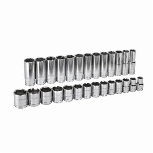 GearWrench® 80729 Socket Set, ASME B107.1, 6 Points, 1/2 in Drive, 27 pc, Included Socket Size: 7/16 to 1-1/2 in