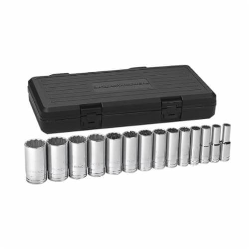 GearWrench® 80732 Socket Set, Imperial, 14 pc, 12 Points, 7/16 to 1-1/2 in Included Socket Size, 1/2 in Drive, Polished Chrome
