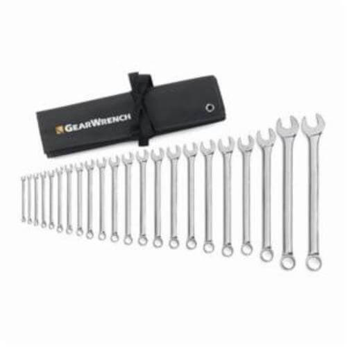 GearWrench® 81916 Combination Wrench Set, Long Length Non-Ratcheting, Metric, 6 to 32 mm Size, 22 pc, 12 Point, 15° Offset