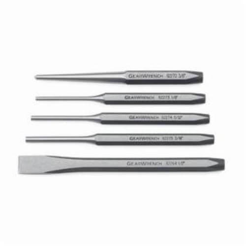 GearWrench® 82304 Punch and Chisel Set, 1/2 in Chisel, 5/32 to 3/16 in Punch, 5-1/2 in OAL, 4 Punches, 1 Chisels, 5 pc, Center
