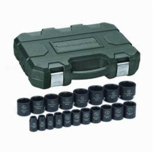 GearWrench® 84932N Impact Socket Set, ASME B107.2, 6 Points, 1/2 in Drive, 19 pc, Included Socket Size: 3/8 to 1-1/2 in