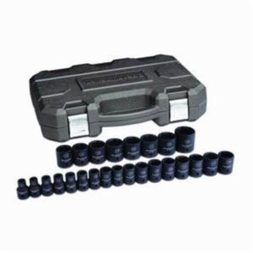 GearWrench® 84933N Impact Socket Set, ASME B107.33M, 6 Points, 1/2 in Drive, 25 pc, Included Socket Size: 8 to 36 mm