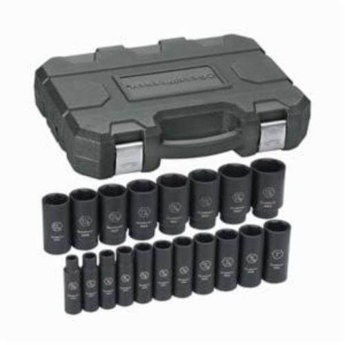 GearWrench® 84934N Impact Socket Set, ASME B107.2, 6 Points, 1/2 in Drive, 19 pc, Included Socket Size: 3/8 to 1-1/2 in