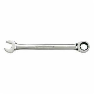 GearWrench® 9130D Combination Wrench, Open End Regular Length, Metric, Standard Ratcheting Wrench, 12 Points, 0/15° Offset