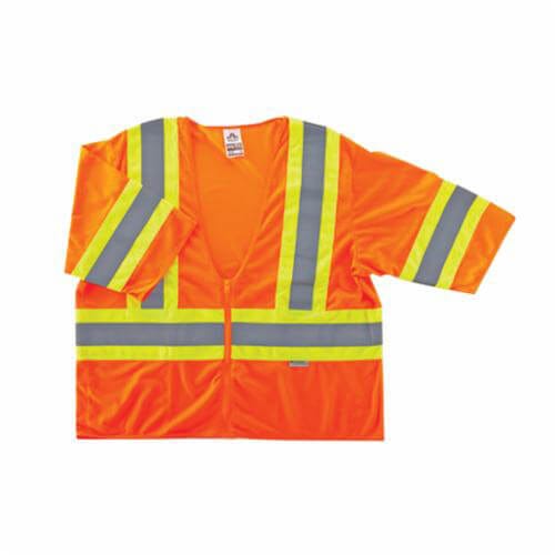 Ergodyne® GloWear® 22177 8330Z 2-Tone Vest, 2XL/3XL, Orange, Polyester Mesh, Zipper Closure, 1 Pockets, ANSI Class: Class 3, ANSI/ISEA 107-2015 Type R