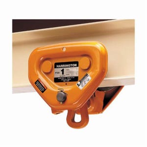 Harrington® PT080 PT Series Compact Lightweight Push Trolley, 8 ton Load, 5.5 to 8.66 in, Up to 6 in, 118.1 in, 6.7 in