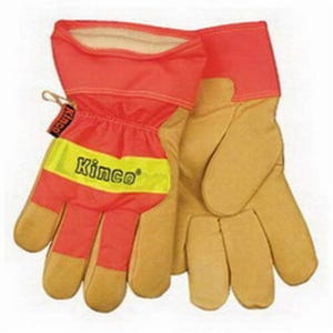 Kinco® Heatkeep® 1938-XL High Visibility Men's General Purpose Gloves, Wing Thumb Style, XL, Nylon Back, Hi-Viz Orange