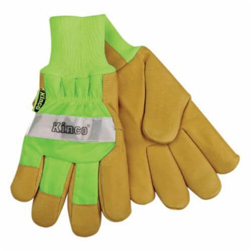 Kinco® Heatkeep® 1939 Leather Palm Glove, High Visibility, Nylon Back, Abrasion Resistant, Hi-Viz Lime Green