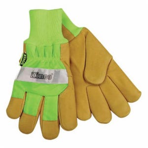 Kinco® Heatkeep® 1939 Leather Palm Glove, High Visibility, Nylon Back, Abrasion Resistant, Hi-Viz Lime Green