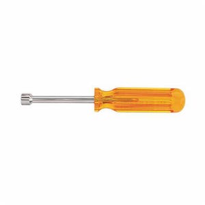 Klein® S8 Nut Driver, 1/4 in, Hollow Shank, Red Smooth Grip Handle, ANSI/ASME Specified, Polished Chrome
