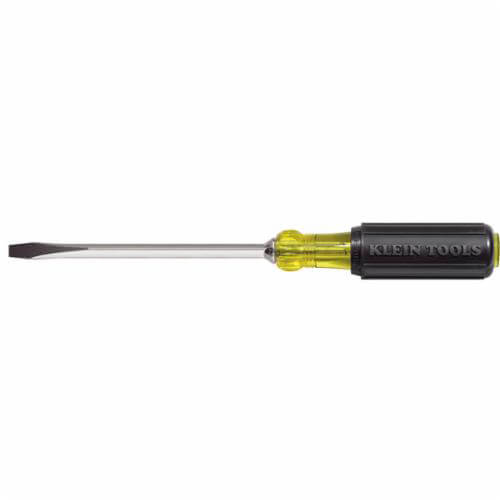Klein® 600-8 Keystone Screwdriver, Heavy Duty, Cushion-Grip®, 3/8 in Point, 8 in Steel Square Shank, 13.438 in OAL, Rubber Handle