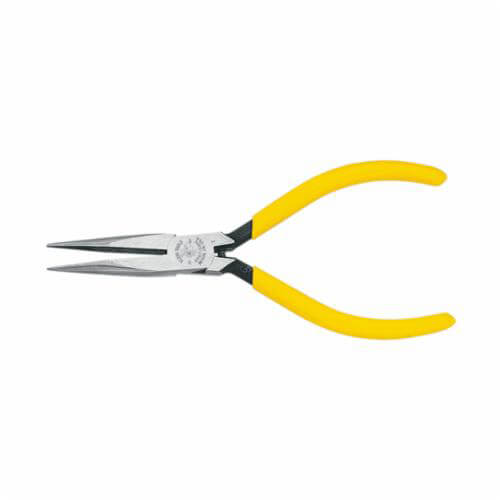 Klein® D307-51/2C Slim Long Nose Plier, Knurled Steel Jaw, 1.688 in L x 1/2 in W Jaw, 5-5/8 in OAL, 1/32 in W Tip