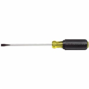 Klein® 605-10 Cabinet Screwdriver, Cushion-Grip®, 1/4 in Point, Steel Shank, 14-11/32 in OAL, Acetate Handle, Polished Chrome