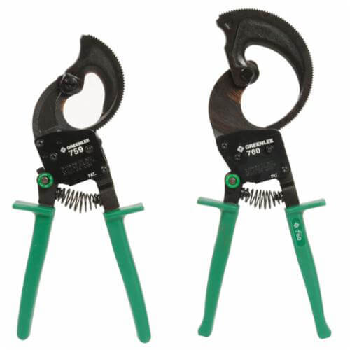 Greenlee® 759 Compact Ratchet Cable Cutter, 600 to 750 kcmil Aluminum, 400 to 500 kcmil Copper, 1-1/8 in dia Communication