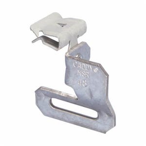 nVent Caddy® MSR912 H-MSR 90° Hammer-On Strap Hanger with Flange Clip, 1-1/4 in W, Spring Steel/Steel, Caddy® Armor/Pre-Galvanized