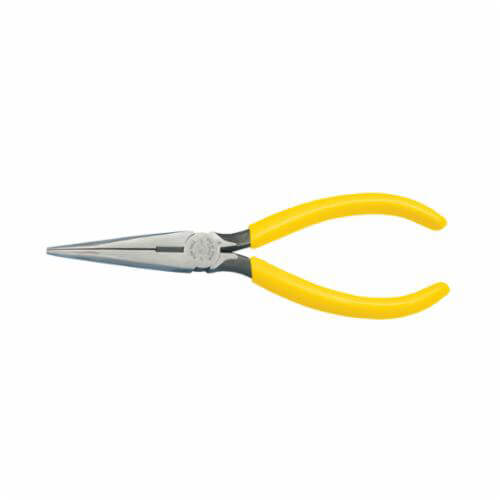 Klein® D203-7 Standard Long Nose Plier with Side Cutter, 2-7/16 in L x 11/16 in W, Knurled Tool Steel Jaw, 7-3/16 in OAL