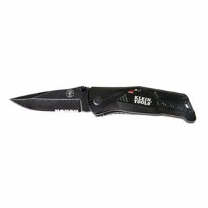 Klein® 44223 Sharpenable Pocket Knife, 440A SS Half-Serrated Drop Point Blade, 3-1/2 in L Blade, Serrated Fine Edge