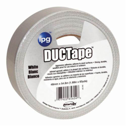 ipg® 75660 AC20 Colors Utility Grade Duct Tape, 54.8 m L x 48 mm W, 9 mil Thick, Natural Rubber/Resin Adhesive, White