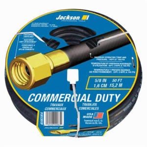 Jackson® 4008300A Heavy Duty Commercial Duty Hose, 5/8 in Nominal, 50 ft L, 100 psi Working, Brass/Rubber