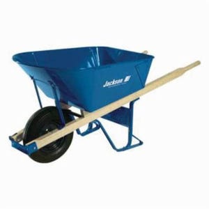 Jackson® M11FFBB Heavy Duty Contractor Wheelbarrow with Folded Tray, Flat Free Tire, 6 cu-ft, 1 Wheels, Steel Tray
