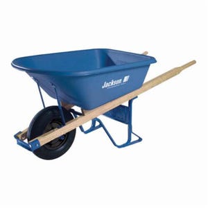 Jackson® MP575FFBB Heavy Duty Contractor Wheelbarrow with Flat Free Tire, 6 cu-ft, 1 Wheels, Flat Free Knobby Tire with Ball Bearing, Polyethylene Tray