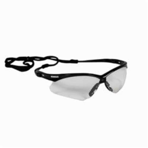 KleenGuard* 25676 V30 Nemesis® Lightweight Safety Glasses with Neck Cord, Anti-Scratch, Clear Lens, Wrap Around Frame, Black