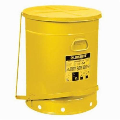 Justrite® 09700 Foot Operated Oily Waste Can, 21 gal Capacity, 18-3/8 in dia x 23-7/16 in H, Galvanized Steel, Red