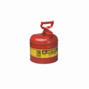 Justrite® 7120100 Type I Safety Can, 2 gal Capacity, 11-3/4 in dia x 13-3/4 in H, Galvanized Steel, Red