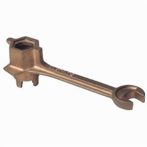 Justrite® 08805 Non-Sparking Drum Bung Wrench, 11 in L, Brass Alloy, Use with 3/4 in and 2 in Bung