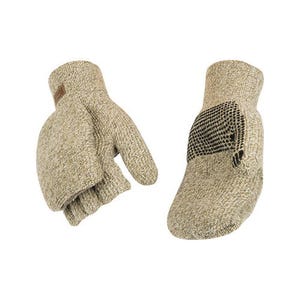 Kinco® Alyeska® 5210-L General Purpose Gloves with Convertible Mitt Hood, Seamless/Snug Fit/Half Finger Style, L, 45% Wool/55% Acrylic Palm