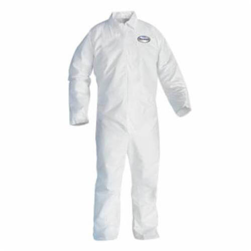 KleenGuard* 44304 A40 Liquid Particle Protection Disposable Coverall, Unisex, XL, White, Microporous Film Laminate, 26-1/2 in Chest