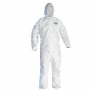 KleenGuard* 44322 A40 Liquid Particle Protection Disposable Coverall, M, White, Microporous Film Laminate, 23-1/2 in Chest, 37 in L Inseam
