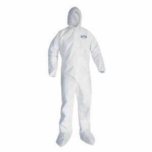 KleenGuard* 44333 A40 Liquid Particle Protection Disposable Coverall, L, White, Microporous Film Laminate, 25 in Chest, 29 in L Inseam