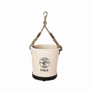 Klein® 5103S Heavy Duty Tapered Wall Bucket, 12 in H, 1 Pocket, #4 Canvas, Natural