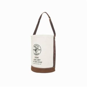 Klein® 5104 Heavy Duty Bottom Bucket, 12 in dia, 17 in H, 1 Pocket, #4 Canvas, Off-White, 100 lb Capacity