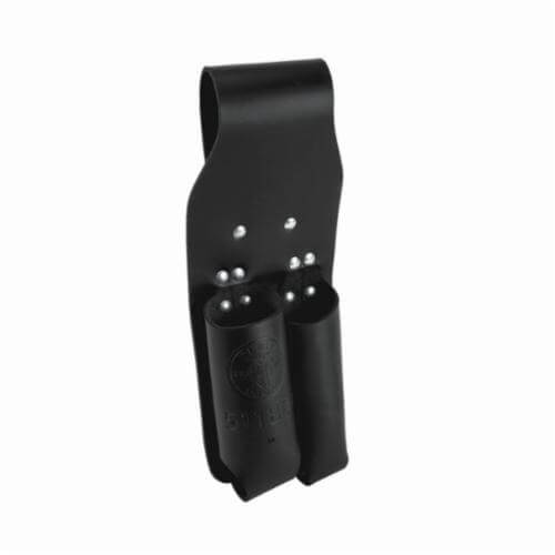 Klein® 5118RT Tunnel Tool Holder, 2 pocket, For use with 7 to 9 in Side Cutting Plier, 6 ft Folding Rule, Leather, Black
