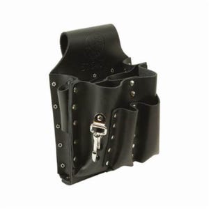 Klein® 5164T Multi pocket Tool Pouch, 8 pocket, For use with Pliers and Screwdrivers, Leather, Black