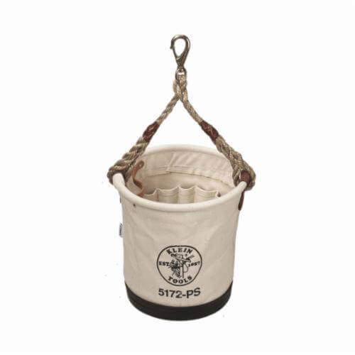 Klein® 5172PS Heavy Duty Tapered Wall Bucket, 12 in H, 15 pocket, #4 Canvas, Natural
