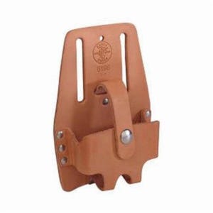 Klein® 5196 Large Slotted Tape Measure Holder, 1 pocket, For use with 93430 Magnetic Tape Measure, Leather, Natural