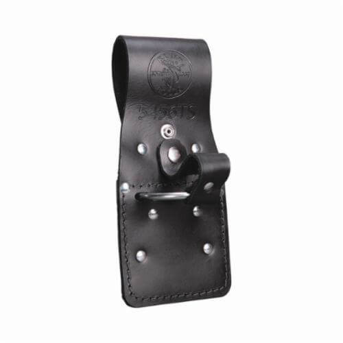 Klein® 5456TS 2-Position Strap Tunnel Hammer Holder, 1 pocket, For use with Hammers, Leather, Black, Up to 4 in Belt Width