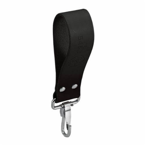 Klein® 5458 Snap Loop with Snap Hook, 8-1/2 in H x 1/2 in W x 1-1/2 in D, Leather, Black, Up to 4 in Belt Width